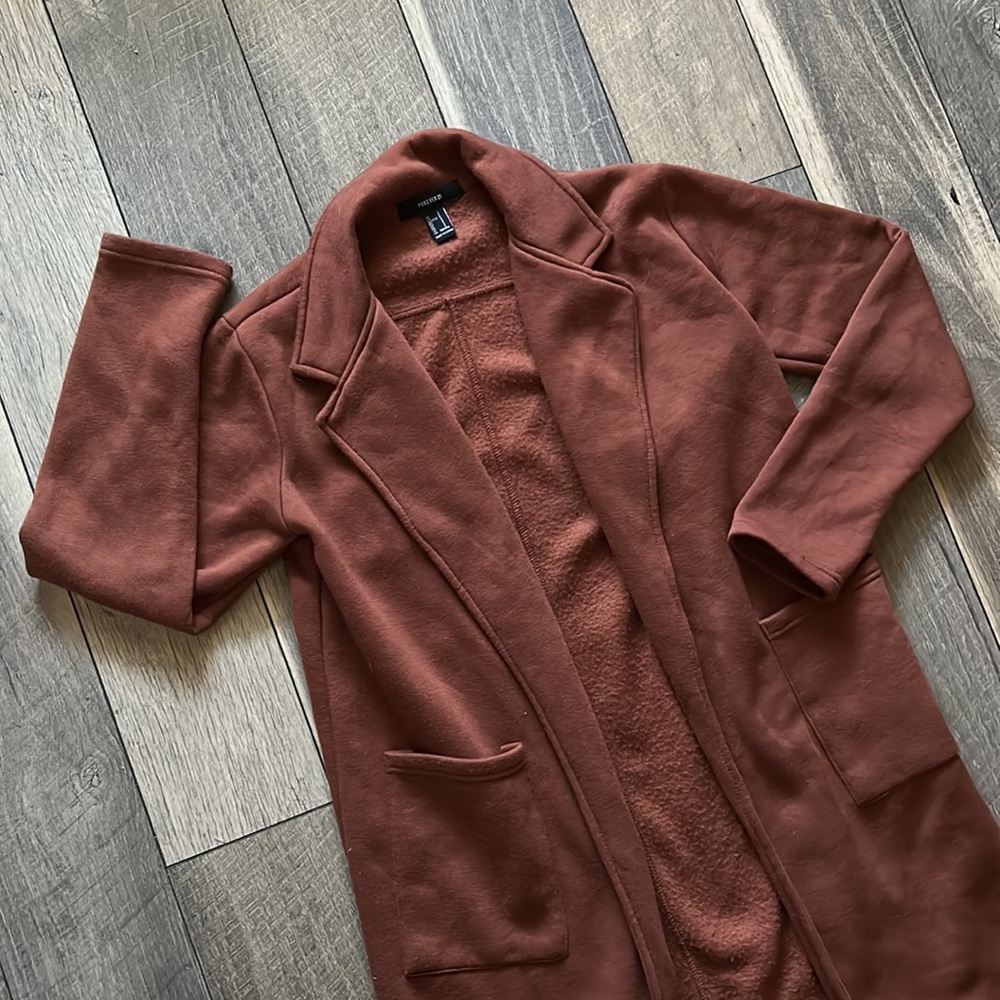 Forever 21 French Terry Trench Coat - Brown - Picture 5 of 11